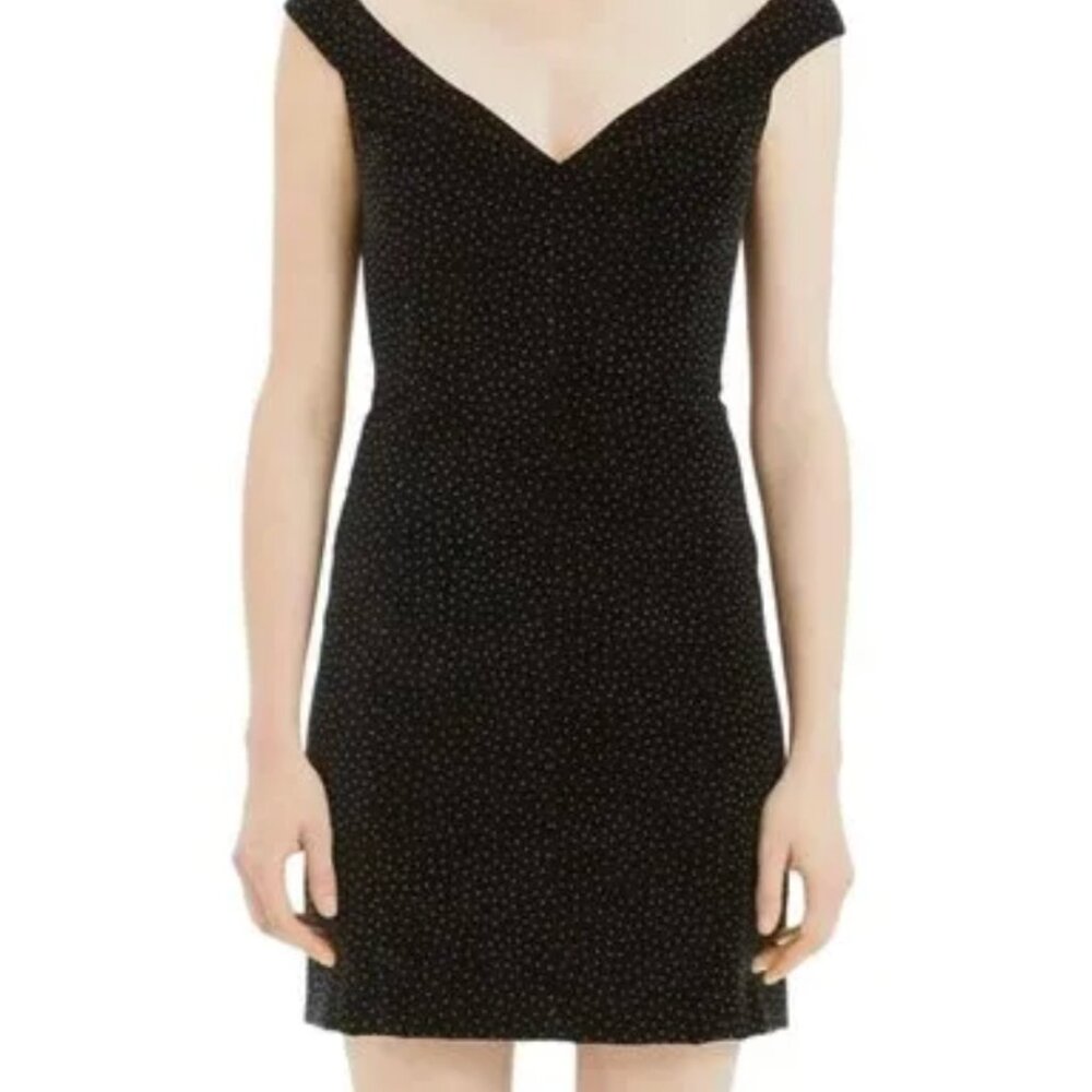 NWT Theory Velvet Black Polka Dot Midi Dress